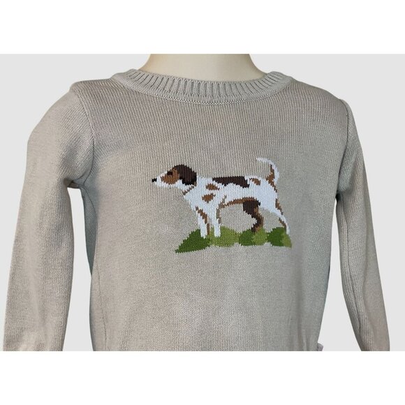 E. Land Long Sleeve Tan Shoulder Button Pullover Hunting Dog Sweater 12-18 mos - Picture 2 of 7